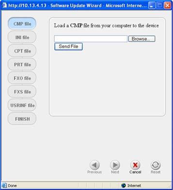 Figure 3-9: Start Software Upgrade Wizard Screen 3. Click the Start Software Upgrade button; the 'Load a CMP file' Wizard page appears.