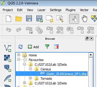 Browse to the Lab 3 Data folder, right click on the Data folder and choose Add as a Favourite. 5.