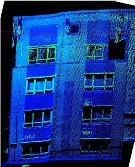 Figure 7: Geometric problems from direct geo-referencing of point clouds (from left to right: swinging façade, misfit at block corner, and deformation of a façade) For problematic facades where
