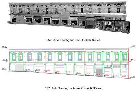 Figure 12: Part of the final product from façade mapping using terrestrial laser scanning data and photogrammetric images Figure 13: Mapped 3D polylines of facades of a building block 4.
