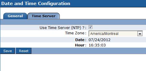 Server Configuration Date and Time Configuration From the Server menu Edit the Date and Time Configuration.
