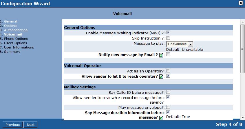 Telephony Module Add Multiple Extensions Wizard NOTE: Act as an Operator will ring any extension with this option checked when a caller dials 0 from a voicemail prompt.