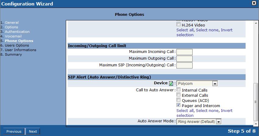 Telephony Module Add Multiple Extensions Wizard This is a continuation of Phone Options settings.