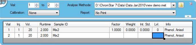 Page 96 Working with ChromStar - ChromStar 7 Enter the desired vial number or vial series in the first line of the sequence.
