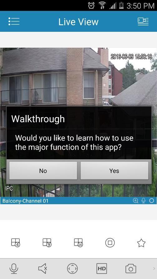4.3.4 App walkthrough Once you've set up your camera, the app will present you with a popup that offers a walkthrough of different features.