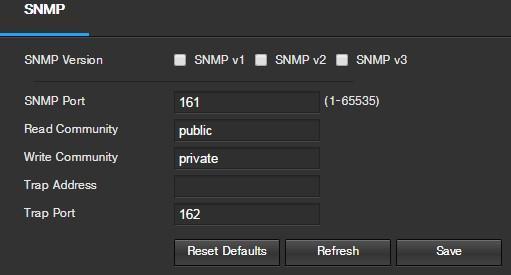 Below is an explanation of fields on the SNMP settings screen: SNMP Version: These checkboxes allow the user to select the SNMP version to use.