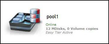 Easy Tier is automatically turned on for pools with both SSD MDisks and HDD MDisks, so all the volumes in the pool have Easy Tier enabled. Figure 7 