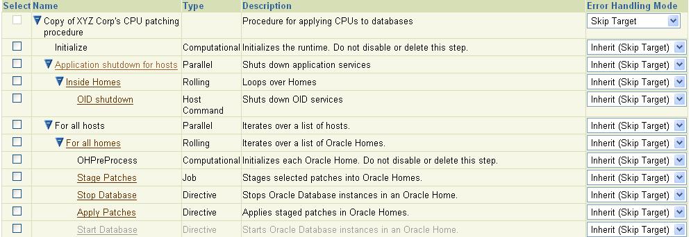 containing OID that is again placed under a phase for hosts that have such ORACLE_HOMEs. Figure 45: Phase to shutdown application services e.g. OID Figure 46: Host command-based step to stop OID service c.