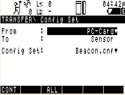 3 From the Transfer Config Set Screen; Set From: Sensor and To: PC-Card. Then press F3 ALL to transfer all codelists in one go.