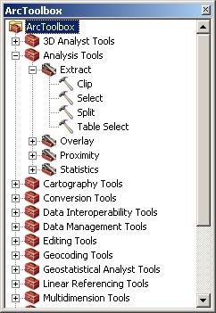 The ArcToolbox window is the central place where you find, manage, and execute geoprocessing tools. Tools can also be managed and executed from ArcCatalog.