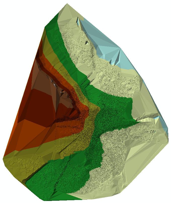 A triangular irregular network (TIN) was created from the dataset.
