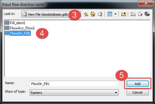 Click on the file folder icon to the right of the Input Flow Direction Raster field. 3.