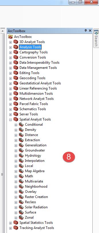 Note the ArcToolbox menu in the right sidebar.