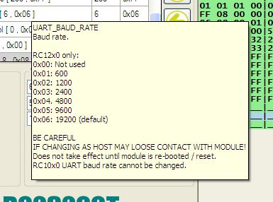 When the configuration is loaded, you can see all the settings of the module. You can also see the modules name and hardware and firmware revisions. Figure 14.