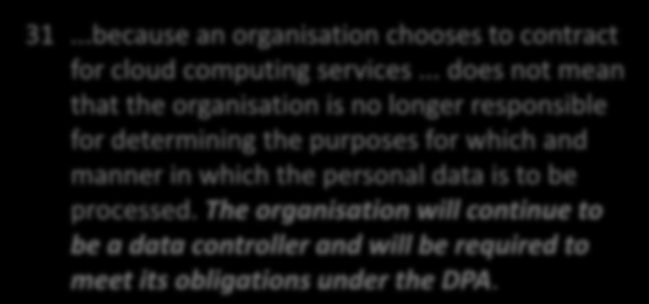 Protecting your data 31...because an organisation chooses to contract for cloud computing services.