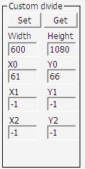 Set : Set the results in the coordinates x and y of dividing a frame into 9 equal parts by the user.. Get: Get the results in the coordinates x and y of dividing a frame into 9 equal parts by the user.