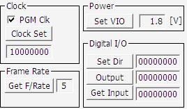 5.2 Functions related to Clock & Power (1) PGM Clk toggle You can set the Clock to 1039Hz ~ 68MHz. (2) Get F/Rate It shows the number of frames in the display.