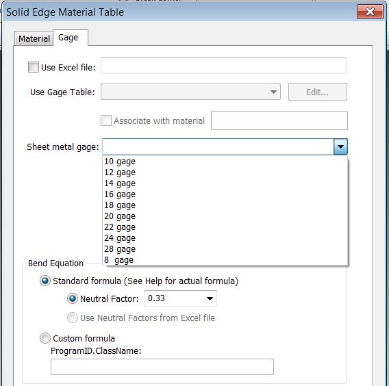 Defining Neutral Factor Neutral Factor Application- >Properties->Material Table->Gage Tab Use Excel File Users can use Gagetable.