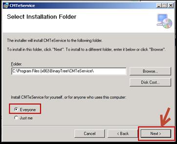 2. Select the directory to install the component.