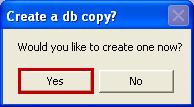 The Create a db copy? dialog box opens. 4. Click Yes to create a copy of the local CMT for Exchange database on the server. 5.