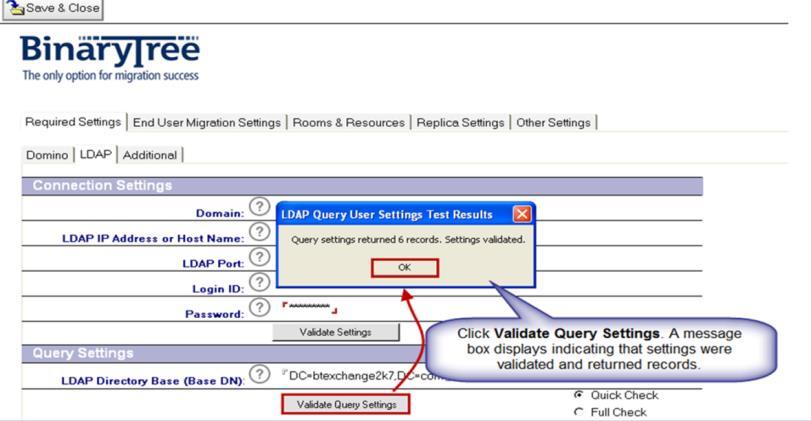 validate this setting as well. Click Validate Query Settings. 5.