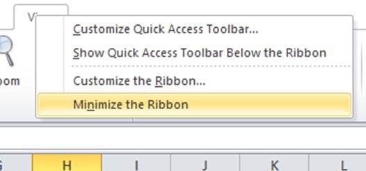 To maximise the Ribbon: 1.  2.