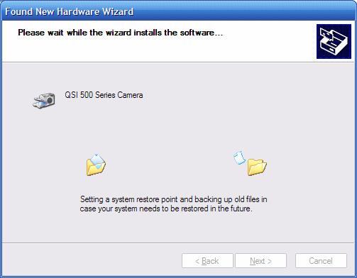 Windows installs the QSI 500 Series Camera driver.