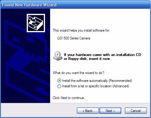 The Windows Found New Hardware Wizard will start and ask if you want to connect to Windows Update. Click No, not this time and then Click Next.