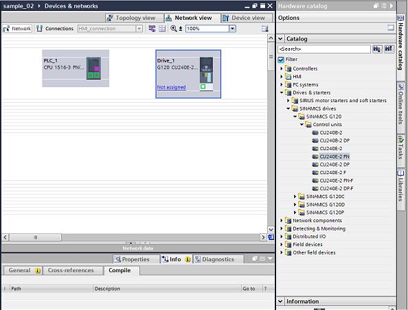 Drives with control via PN 6.6 Inserting devices into the project 3.