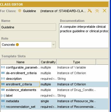 The Clinical Guideline view will include a specific instance of the Guideline class and all instances of the Guideline_Resources class.
