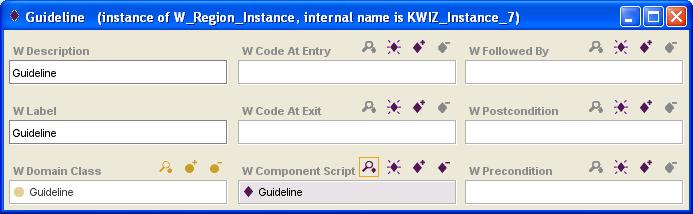 In the KWIZ environment, the tab Guideline Resources displays all instances of the domain class Guideline_Resources (Figure 11).