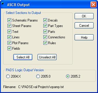 Export the PADS Logic file with the appropriate sections enabled in the PADS application.