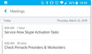 Within the calendar page you can see meetings for the day aswell as future meetings.