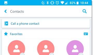 Contacts: Selecting the Contacts button on