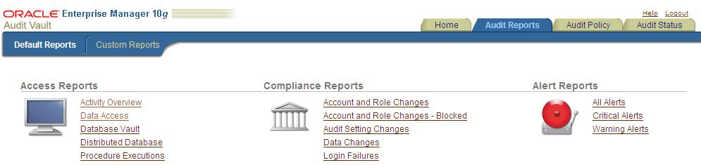 Oracle Audit Vault Enhanced Reporting New