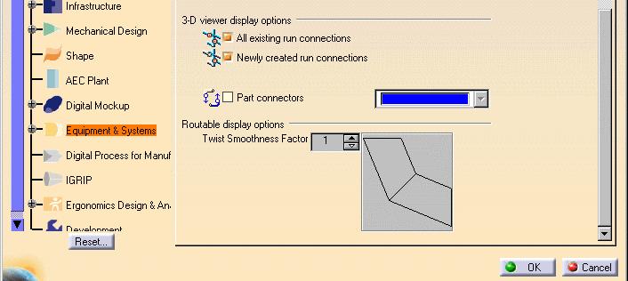 3-D Viewer Display Options: Check or uncheck the boxes to set the connection and connector display options as desired.