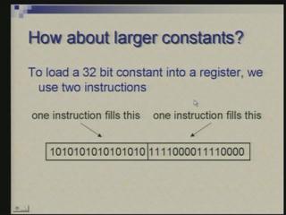 (Refer Slide Time: 42:57) Now coming back to the large constants which cannot be contained within 16-bits so we should be able to work with 32-bit constants if need be.