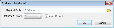 Clicking the Folder icon will open the Browser for Folder dialog as shown below: The above dialog shows that the C:\dbasegold path has been chosen and when you click OK, the following will be