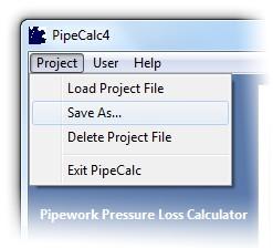 If data has already been saved to a file which is loaded to PipeCalc4 then clicking Save to