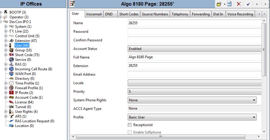 5.5. Administer SIP User From the configuration tree in the left pane, right-click on User, and select New (not shown) from the pop-up list.