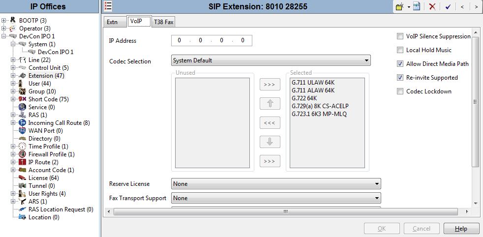 Retain the default values in the remaining fields. Select the VoIP tab, and retain the default values in all fields.