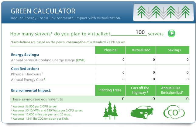 Assessing the Opportunity and Potential Impact Green Calculator: Quick online assessment of economic and environmental impact of server consolidation Online ROI/TCO Calculator: More robust and