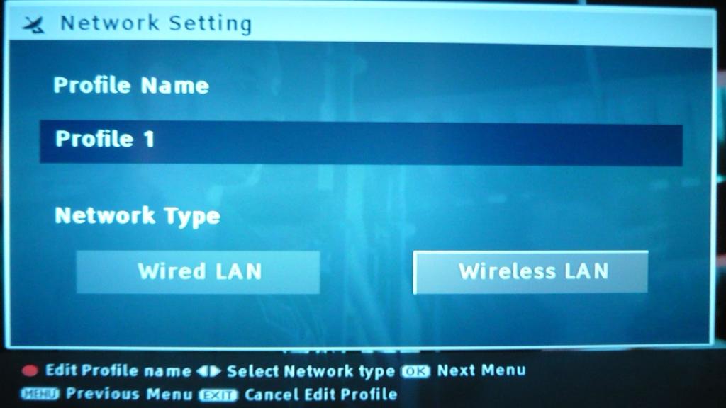Once you have chosen wireless LAN the Topfield will scan for the available wireless networks/routers.