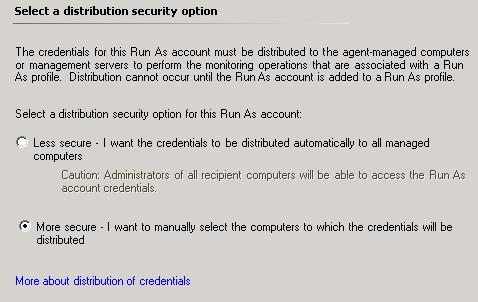 Installation Figure 8 Create Run As Account Wizard Distribution Security page 8.