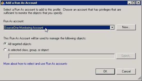 Installation Figure 19 Add a Run As Account dialog box 7. Click OK. 8. Click Save. The Run As profile is created. 9. Click Close.