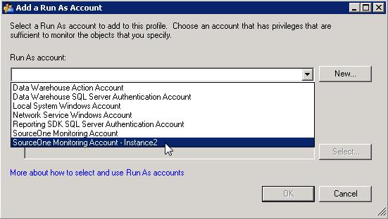 Installation Figure 37 Add Run As Account dialog box 6. In the Run As account field, select the Run As account that you previously created.
