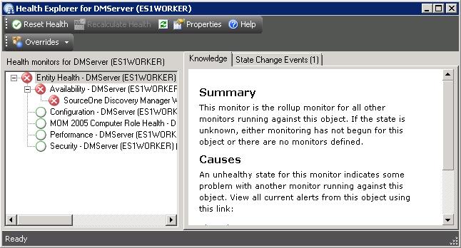 For example, to access Health Explorer from the Component State View, perform the following.