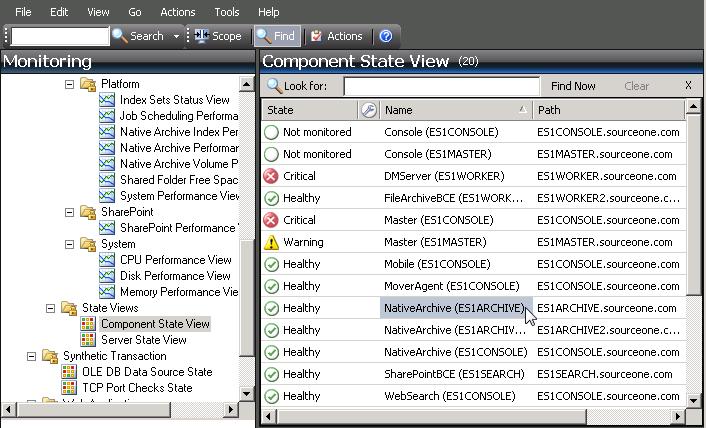 Monitoring the System Using EMC SourceOne Reports The Operations Manager interface provides multiple methods to access reports, depending on the view or node that you select.