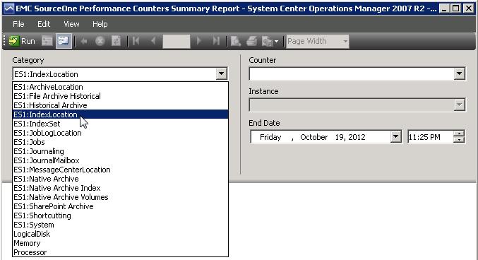Once you have accessed the configuration page for a report, the following sections provide details on the parameters you can to configure for each EMC SourceOne report.