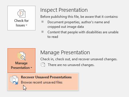 If you are editing a presentation for less than 10 minutes, PowerPoint may not create an autosaved version.